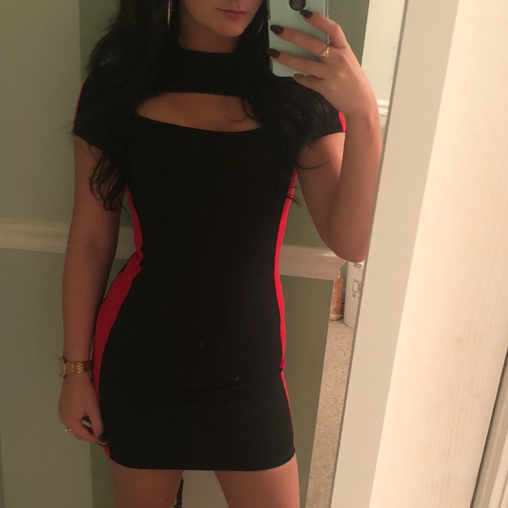 Red stripe bodycon dress